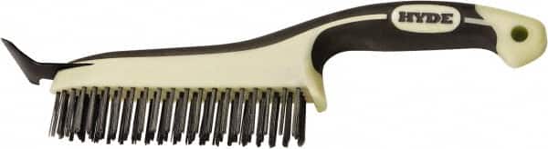 Hyde Tools - 20 Rows x 4 Columns Steel Scratch Brush - 6" Brush Length, 12-3/4" OAL, 1-1/8" Trim Length, Plastic with Rubber Overmold Ergonomic Handle - A1 Tooling