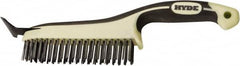 Hyde Tools - 20 Rows x 4 Columns Steel Scratch Brush - 6" Brush Length, 12-3/4" OAL, 1-1/8" Trim Length, Plastic with Rubber Overmold Ergonomic Handle - A1 Tooling