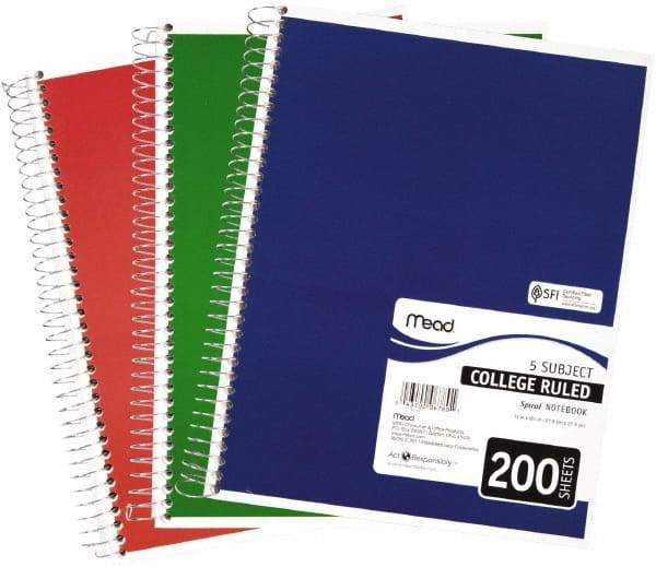 Mead - 200 Sheet, 8-1/2 x 11", College Ruled Spiral Bound Notebook - Assorted Colors - A1 Tooling