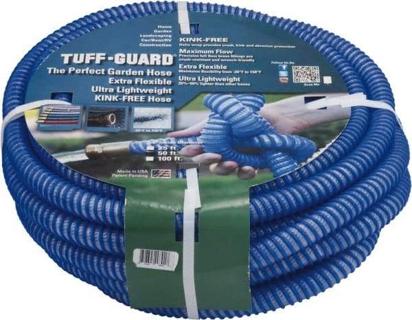 JGB Enterprises - 100' Long Garden Hose - 5/8" Diam, 5/8" GHT, Polypropylene, 100 psi, Hot Water Compatible, All Season, Blue - A1 Tooling