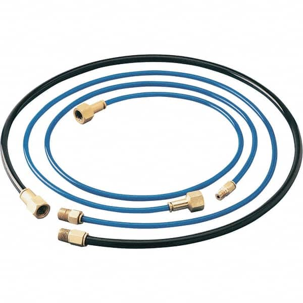 Dynabrade - 1/4" ID x 3/8" OD 6' Long Hose - Female/Male Ends, 90 Working psi, 1/4" Fitting, Black & Blue - A1 Tooling