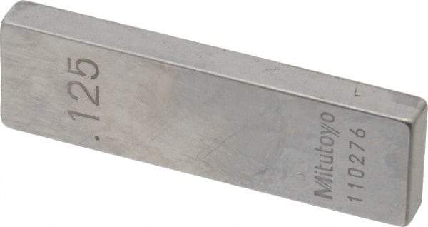 Mitutoyo - 0.125" Rectangular Steel Gage Block - Accuracy Grade 0, Includes Certificate of Inspection - A1 Tooling