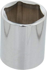 Proto - 1/2" Drive, Standard Hand Socket - 6 Points, 1-3/4" OAL, Chrome Finish - A1 Tooling