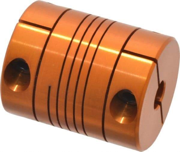 Lovejoy - 3/8" Max Bore Diam, Flexible Clamp Hub Coupling - 1" OD, 1-1/4" OAL, Anodized Aluminum - A1 Tooling