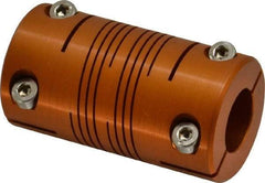 Lovejoy - 5/8" Max Bore Diam, Flexible Clamp Hub Coupling - 1-1/4" OD, 2-1/4" OAL, Anodized Aluminum - A1 Tooling