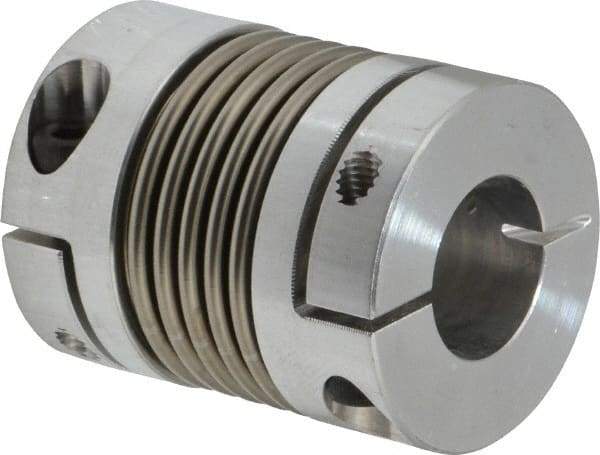 Lovejoy - 5/8" Max Bore Diam, Flexible Bellows Clamp Coupling - 1.28" OD, 1.614" OAL, Aluminum Hub with Stainless Steel Bellows - A1 Tooling