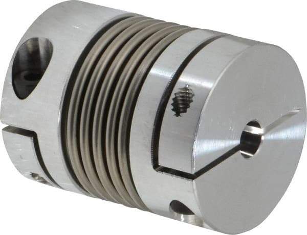 Lovejoy - 1/4" Max Bore Diam, Flexible Bellows Clamp Coupling - 1.28" OD, 1.614" OAL, Aluminum Hub with Stainless Steel Bellows - A1 Tooling