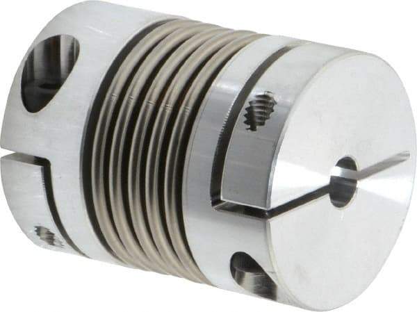 Lovejoy - 3/8" Max Bore Diam, Flexible Bellows Clamp Coupling - 1.28" OD, 1.614" OAL, Aluminum Hub with Stainless Steel Bellows - A1 Tooling