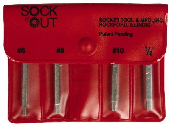 Sock It Out - 4 Piece Button Head Cap Screw Extractor Set - Screw Range #6 to 1/4" - A1 Tooling