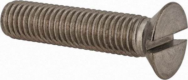 Value Collection - M10x1.50 Metric Coarse, 45mm OAL Slotted Drive Machine Screw - Flat Head, Grade 18-8 & A2 Stainless Steel, Uncoated, Without Washer - A1 Tooling