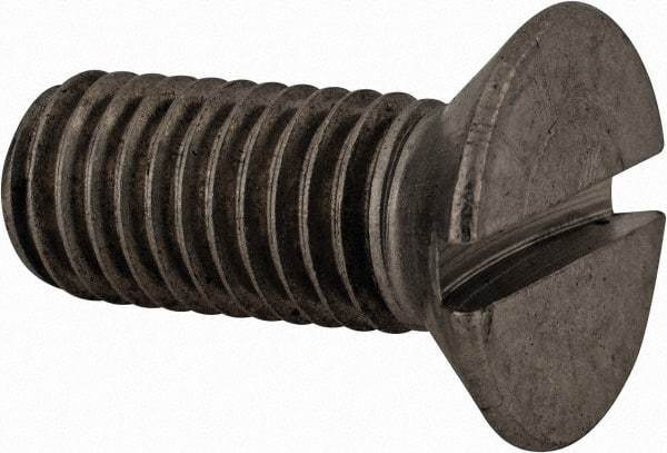 Value Collection - M12x1.75 Metric Coarse, 30mm OAL Slotted Drive Machine Screw - Flat Head, Grade 18-8 & A2 Stainless Steel, Uncoated, Without Washer - A1 Tooling