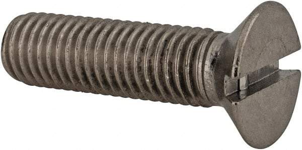 Value Collection - M12x1.75 Metric Coarse, 45mm OAL Slotted Drive Machine Screw - Flat Head, Grade 18-8 & A2 Stainless Steel, Uncoated, Without Washer - A1 Tooling