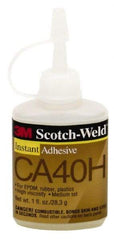 3M - 1 Lb Bottle Yellow Instant Adhesive - Series CA40H, 5 to 30 sec Working Time, 24 hr Full Cure Time, Bonds to Cardboard, Cork Board, Fabric, Fiberglass, Foam, Metal, Paper, Plastic, Rubber & Vinyl - A1 Tooling