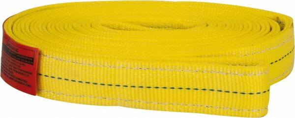 Lift-All - 10' Long x 2" Wide, 12,200 Lb Vertical Capacity, 2 Ply, Polyester Web Sling - 9,800 Lb Choker Capacity, Yellow - A1 Tooling