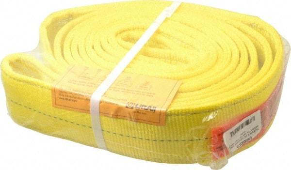 Lift-All - 10' Long x 3" Wide, 16,300 Lb Vertical Capacity, 2 Ply, Polyester Web Sling - 13,000 Lb Choker Capacity, Yellow - A1 Tooling