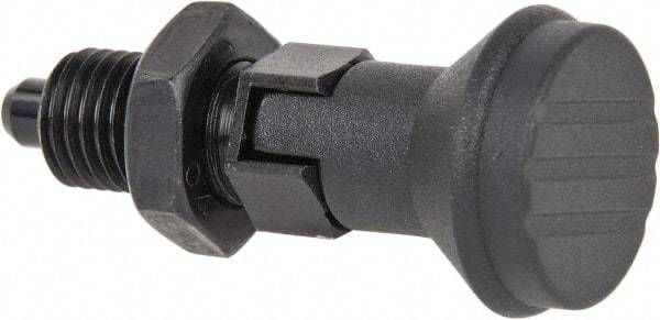 Gibraltar - M12x1.5, 17mm Thread Length, 6mm Plunger Diam, Lockout Knob Handle Indexing Plunger - Plunger Style D, 20mm Body Length, 56mm OAL, Steel - A1 Tooling