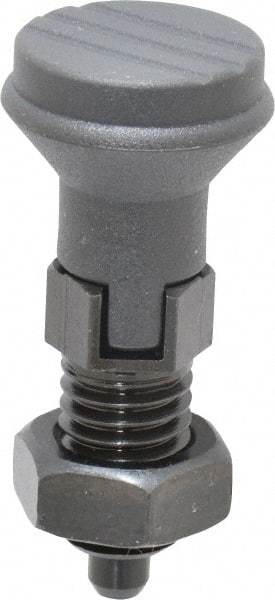 Gibraltar - 1/2-13, 17mm Thread Length, 6mm Plunger Diam, Lockout Knob Handle Indexing Plunger - Plunger Style D, 20mm Body Length, 56mm OAL, Steel - A1 Tooling