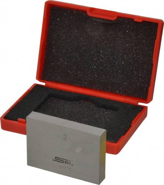 SPI - 2" Rectangular Steel Gage Block - Accuracy Grade AS-1, Includes NIST Traceability Certification - A1 Tooling