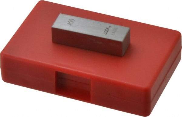 SPI - 0.45" Rectangular Steel Gage Block - Accuracy Grade AS-1, Includes NIST Traceability Certification - A1 Tooling