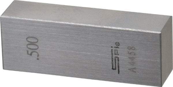 SPI - 0.5" Rectangular Steel Gage Block - Accuracy Grade AS-1, Includes NIST Traceability Certification - A1 Tooling