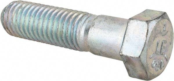 Made in USA - 9/16-12 UNC, 2-1/4" Length Under Head Hex Head Cap Screw - Partially Threaded, Grade 5 Steel, Zinc-Plated Finish, 13/16" Hex - A1 Tooling