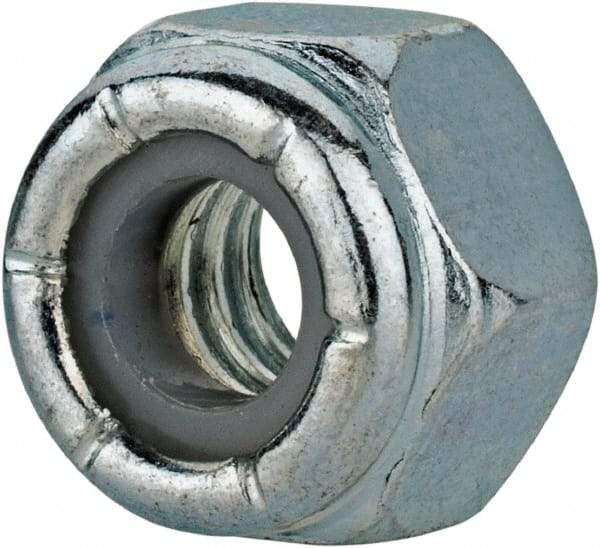 Value Collection - 1/4-20 UNC Grade 2 Hex Lock Nut with Nylon Insert - 7/16" Width Across Flats, 19/64" High, Zinc-Plated Finish - A1 Tooling