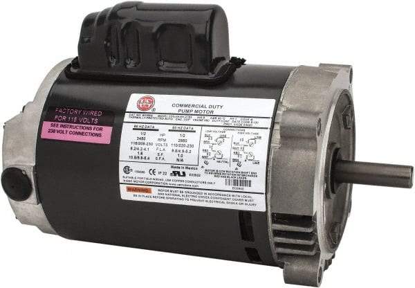 US Motors - 1/2 hp, ODP Enclosure, Auto Thermal Protection, 3,450 RPM, 115/208-230 Volt, 60 Hz, Industrial Electric AC/DC Motor - Size 56C Frame, C-Face Mount, 1 Speed, Ball Bearings, 8.2/4.2-4.1 Full Load Amps, B Class Insulation, Reversible - A1 Tooling