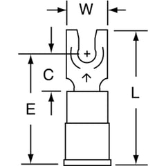 3M - #6 Stud, 16 to 14 AWG Compatible, Partially Insulated, Crimp Connection, Standard Fork Terminal - A1 Tooling