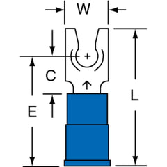 3M - #8 Stud, 16 to 14 AWG Compatible, Partially Insulated, Crimp Connection, Locking Fork Terminal - A1 Tooling