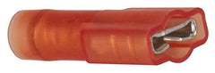 3M - 22 to 18 AWG, Nylon, Fully Insulated, Female Wire Disconnect - 1/4 Inch Wide Tab, Red, RoHS 2011/65/EU Compliant - A1 Tooling