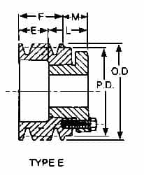 Browning - 1/2 to 1-5/8 Bore Diam, 3-3/4" Outside Diam, QD Bushed V Belt Sheave - 3.0 A Diam Belt Pitch - A1 Tooling