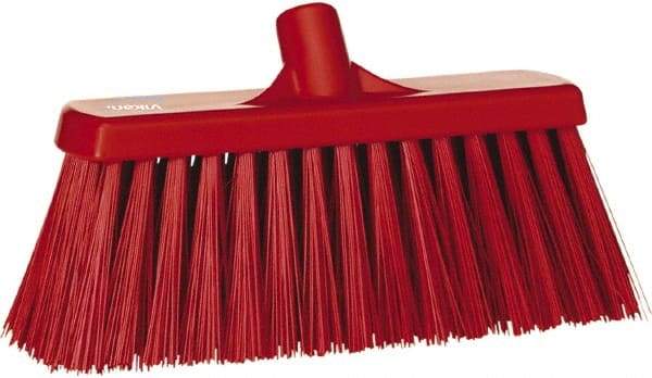 Vikan - 12" Heavy Duty Synthetic Push Broom - 2" Bristle Length, Plastic Block, European Threaded Handle Connection - A1 Tooling