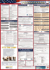 NMC - 24" Wide x 40" High Laminated Paper Labor Law Information Poster - Pennsylvania Jurisdiction, 0.03" Thick, English - A1 Tooling