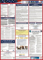 NMC - 24" Wide x 40" High Laminated Paper Labor Law Information Poster - Texas Jurisdiction, 0.03" Thick, English - A1 Tooling