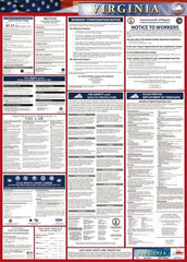 NMC - 24" Wide x 40" High Laminated Paper Labor Law Information Poster - Virginia Jurisdiction, 0.03" Thick, English - A1 Tooling