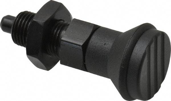 Gibraltar - M10x1, 15mm Thread Length, 5mm Plunger Diam, Knob Handle Indexing Plunger - Plunger Style B, 17mm Body Length, 47mm OAL, Steel - A1 Tooling