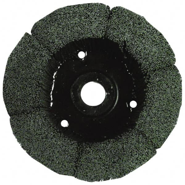 Osborn - 4" 80 Grit Silicon Carbide Straight Disc Brush - Medium Grade, Plain Hole Connector, 1-1/2" Trim Length, 3/4" Shank Diam, 7/8" Arbor Hole - A1 Tooling