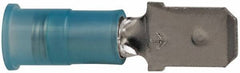 3M - 16 to 14 AWG, Nylon, Partially Insulated, Male Wire Disconnect - 1/4 Inch Wide Tab, Blue, RoHS 2011/65/EU Compliant - A1 Tooling