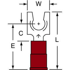 3M - #10 Stud, 22 to 18 AWG Compatible, Partially Insulated, Crimp Connection, Locking Fork Terminal - A1 Tooling