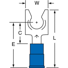 3M - 1/4" Stud, 16 to 14 AWG Compatible, Partially Insulated, Crimp Connection, Locking Fork Terminal - A1 Tooling