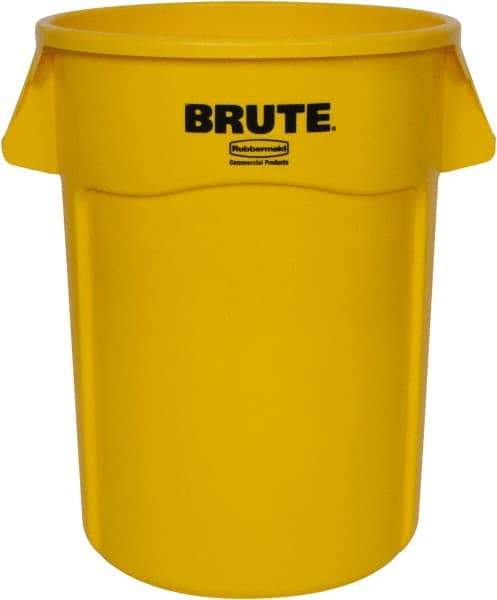 Rubbermaid - 55 Gal Yellow Round Trash Can - Polyethylene, None Graphic, 33.2" High, Lid Not Included - A1 Tooling