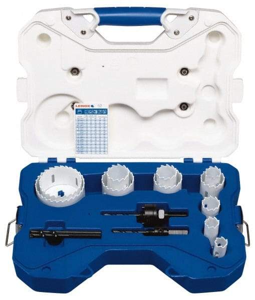 Lenox - 15 Piece, 3/4" to 3" Saw Diam, Contractor's Hole Saw Kit - Carbide-Tipped, Toothed Edge, Pilot Drill Model No. 123CT, Includes 11 Hole Saws - A1 Tooling