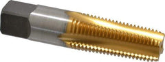 Kennametal - 1/4-18 NPT Thread, 4 Flute Standard Pipe Tap - 2.44" OAL, 1-1/16" Thread Length, 9/16" Shank Diam, TiN Finish, High Speed Steel - Exact Industrial Supply