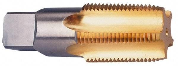 Cleveland - 1/16-27 NPT Thread, 4 Flute Standard Pipe Tap - 2-1/8" OAL, TiN Finish, High Speed Steel - Exact Industrial Supply