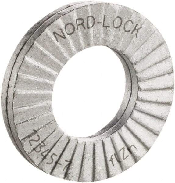 Nord-Lock - #8, 0.354" OD, Zinc Flake, Steel Wedge Lock Washer - Grade 2, 0.166 to 0.174" ID - A1 Tooling