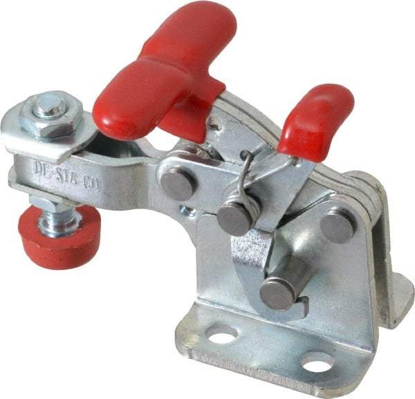 De-Sta-Co - 350 Lb Holding Capacity, Horizontal Handle, Manual Hold Down Toggle Clamp - 173° Handle Movement, 92° Bar Opening, U-Bar, Flanged Base, Electro-Plated Zinc, Carbon Steel - A1 Tooling