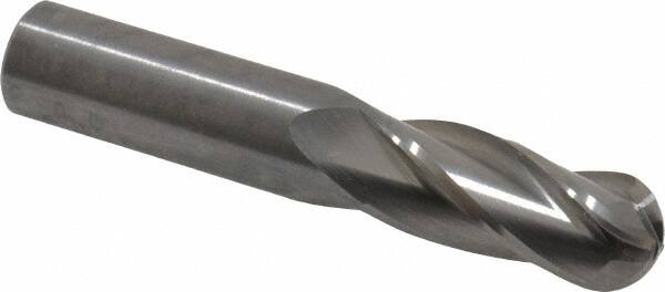 Hertel - 7/16" Diam, 7/8" LOC, 4 Flute Solid Carbide Ball End Mill - Uncoated, Single End, 2-1/2" OAL, 7/16" Shank Diam - A1 Tooling