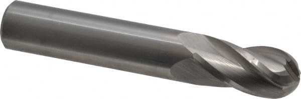 Hertel - 1/2" Diam, 1" LOC, 4 Flute Solid Carbide Ball End Mill - Uncoated, Single End, 3" OAL, 1/2" Shank Diam - A1 Tooling