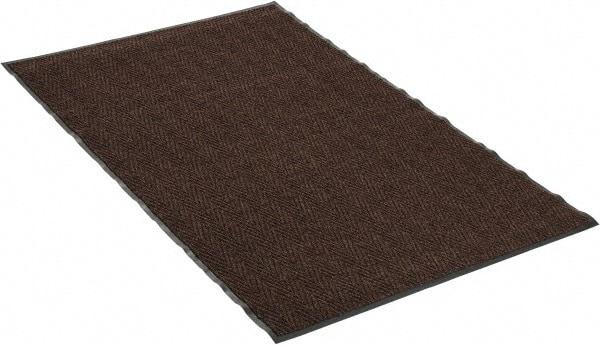 PRO-SAFE - 6 Ft. Long x 4 Ft. Wide, Poly Blended Carpet Surface, Chevron Ribbed Entrance Matting - 5/16 Inch Thick, Indoor, Medium Traffic, Vinyl, Brown, 4 Edged Side - A1 Tooling