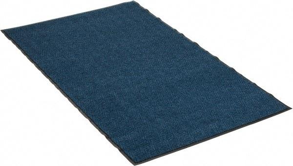 PRO-SAFE - 6 Ft. Long x 4 Ft. Wide, Poly Blended Carpet Surface, Chevron Ribbed Entrance Matting - 5/16 Inch Thick, Indoor, Medium Traffic, Vinyl, Blue, 4 Edged Side - A1 Tooling